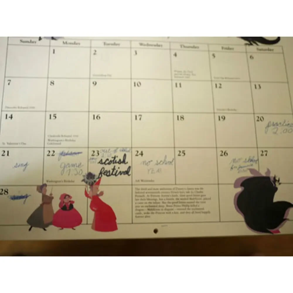 Vintage 1982 Authentic Walt DISNEY Classics Calendar Snow White Cinderella Dumbo